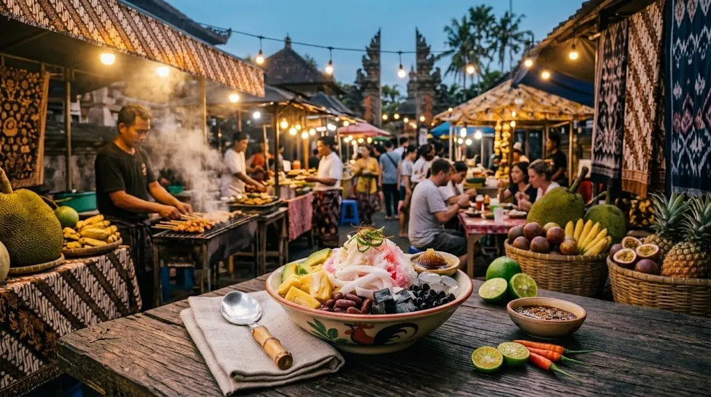 Ubud market produce stalls