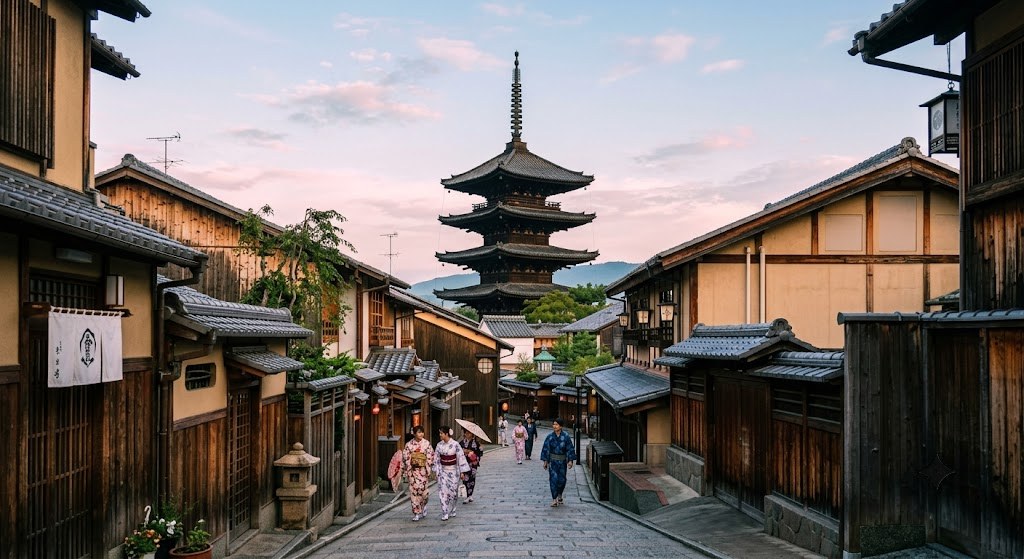 Kyoto streets at dusk