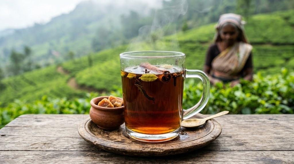 Ceylon tea tasting on the estate