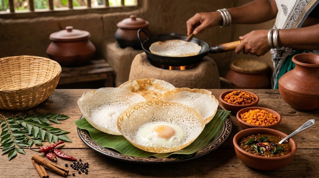 Egg hoppers, a Sri Lankan breakfast staple