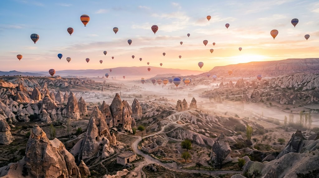 Fairy chimneys at sunrise, Cappadocia