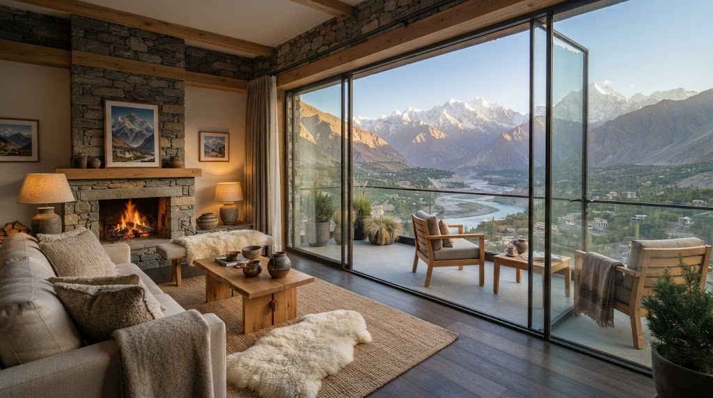 Room interior with valley views