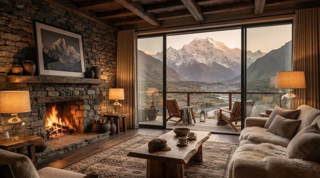 Terrace overlooking the peaks